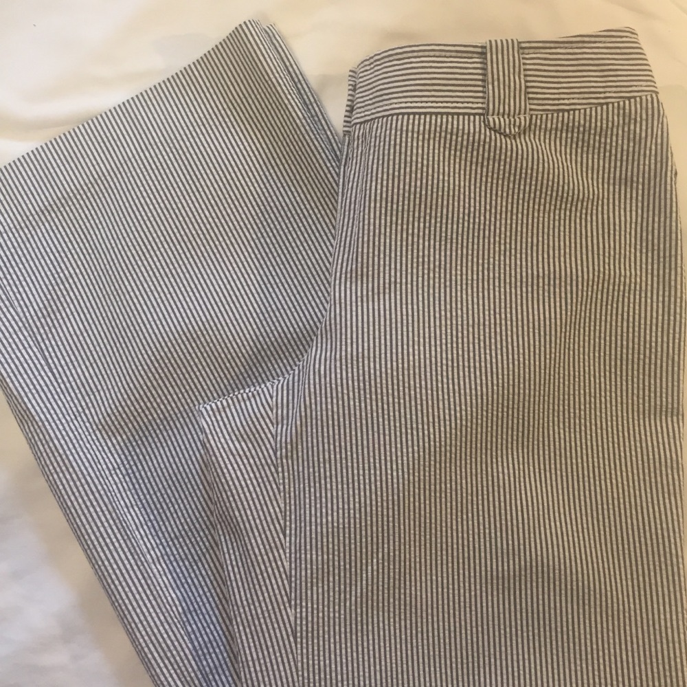 LOFT Navy and White Pinstripe Trousers